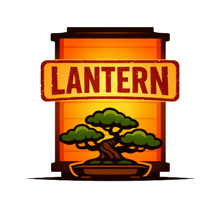 Lantern logo with bonsai